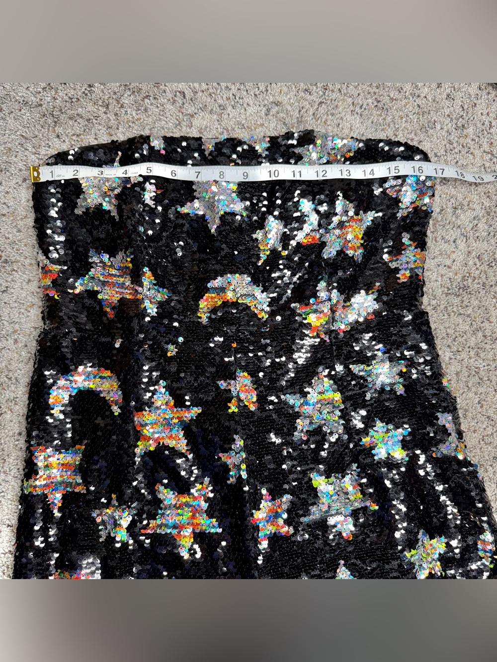 Nasty Gal Premium Star Sequin Jumpsuit Black 10 Strapless Flare Leg Moon - Picture 10 of 13